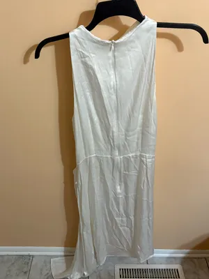 Elliatt Asymmetrical Satin Mini Dress in White thumbnail 6