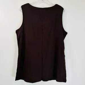 Croft & Barrow Classic Tank Chocolate Brown 100% Cotton Sleeveless Top XL thumbnail 2