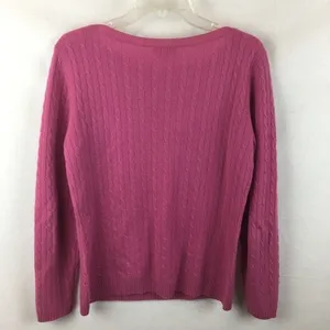 100% Cashmere Pink Ribbed Crew Neck Long Sleeve Sweater by Tweeds M thumbnail 5