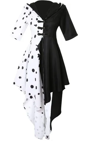 Cruella Devil Costume Women's Coat Dress Cosplay Outfit Halloween X-LARGE thumbnail 1