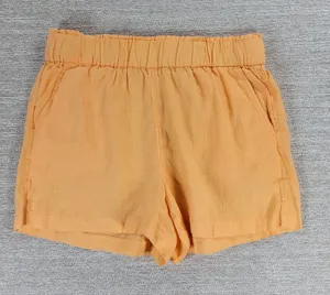 J.Crew Linen Shorts Size M Orange Paperbag Waist Elastic Pull On Pockets Summer thumbnail 1