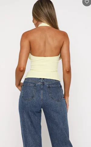 NEW White Fox Boutique Yellow Halter Top S thumbnail 4