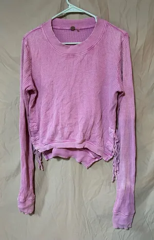 Free People FP One Interlaken Thermal Top Bundle Crop Side Ties Long Sleeve thumbnail 1