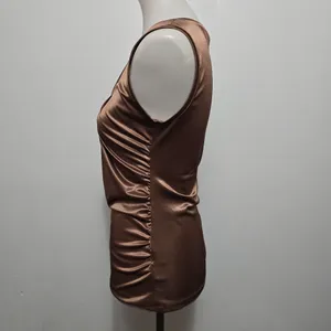 NY&Co Shimmering Bronze Metallic Sleeveless Top Medium Y2K Glam Luxe Shimmercore thumbnail 3