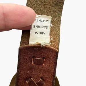 Mossimo Denim VTG Mossimo Supply Co Leather Belt Oval Brass Buckle Brown Cottagecore Western thumbnail 8