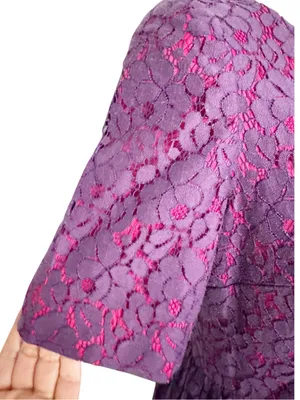 Adrianna Papell Purple Pink Lace Overlay Fit Flare Dress A Line Size 6 thumbnail 6
