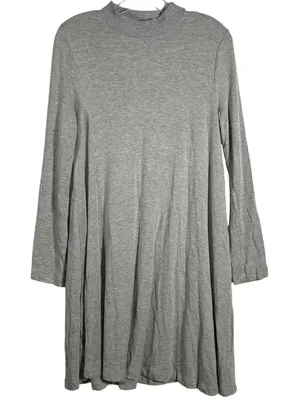 Lou & Grey Womens Heather Grey‎ Mock Neck Long Sleeve Swing Dress Medium thumbnail 1
