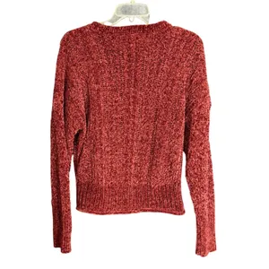 Altard State Women Size Medium Chenille Knit Sweater Burgundy Crew Neck Soft thumbnail 3