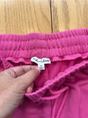 For‎ Love & Lemons Pink Leisure Sweat Shorts French Terry Drawstring Lounge XL thumbnail 4