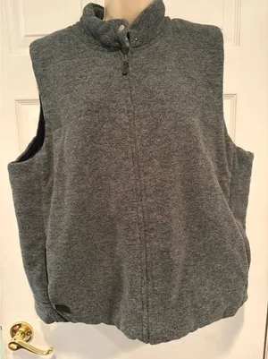 Lauren Ralph Lauren Gray Fleece Vest Womens 2X Full Zip Sherpa Cozy Quiet Luxury thumbnail 1