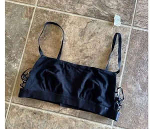 Aerie Real Good Strappy Side Lace Up Bralette Black Size Small thumbnail 3