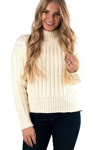 Stitch Fix KUT From The Kloth Leona Ribbed Mock Neck Chunky Sweater Ivory‎ XL thumbnail 1