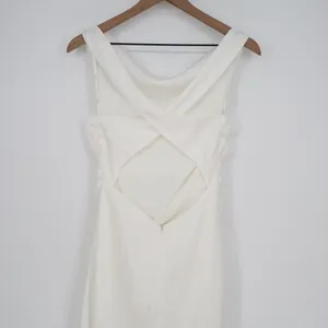 Lulus Effortlessly Sensational Maxi Dress Womens L White Satin Backless Back Zip thumbnail 8