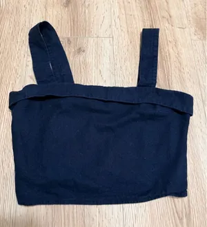 Abercrombie & Fitch Navy‎ Black Crop Top Adjustable Straps Small Linen Blend thumbnail 1