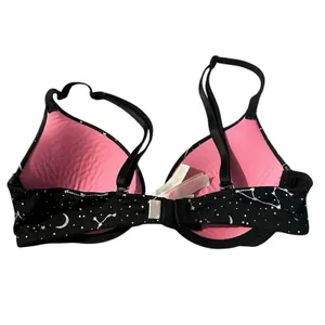 Victorias Secret PINK Wear Everywhere T-Shirt Bra Black Celestial Moon 34A thumbnail 4