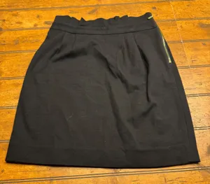 Kate Spade New York Skirt the Rules Black Paperbag Waist Mini‎ Skirt Gold Zip 4 thumbnail 1