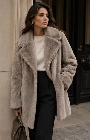 Abercrombie & Fitch Women’s S Gray Faux Fur Teddy Coat Quiet Luxury Cozy Winter thumbnail 1