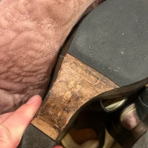 Coach Dark Brown Leather Wedge Sandals thumbnail 4