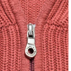 Harley-Davidson Womens XS Red Ribbed Knit Full Zip Hooded Sweater Cotton Japan thumbnail 3