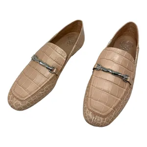 Vince Camuto Perenna Croc Embossed Nude Leather Loafers Size 8.5 thumbnail 3