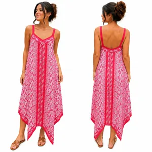 Michael Kors NWT Sea Coral Snake Print Handkerchief Midi Dress Pink Red Size M‎ thumbnail 2