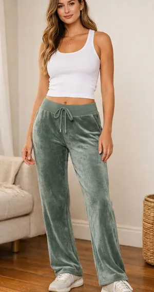 Aerie Dreamy Velour Pants XS Sage Green thumbnail 1