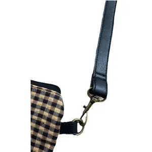 Longaberger Women's Tan and Black Plaid Crossbody Bag Purse 11"x 10"‎ thumbnail 3