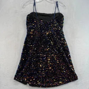 Hello Molly Sequin Mini Dress Party Cocktail‎ Navy Multi Size 8 thumbnail 10