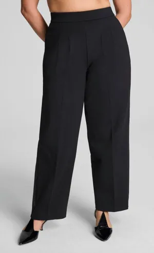 Spanx Ponte Pleated Barrel Leg Trouser with Tuxedo Stripe thumbnail 1