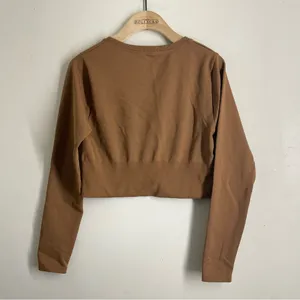 Aerie OFFLINE Cropped Long Sleeve Athletic Top Brown M thumbnail 2