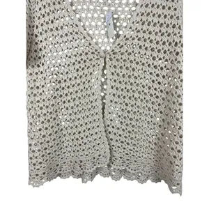 VTG CJ Bank Beige Open Knit Hand Crochet 2X Top NWT Beachy Coastal READ thumbnail 3