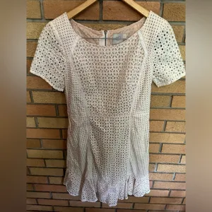Anthropologie HD in Paris Georgia Eyelet Dress Ruffle Hem White US Size 10 thumbnail 4