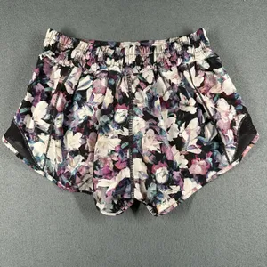 Lululemon Shorts Womens 4 Purple Black Floral Hotty‎ Hot Short 2.5 Lined Mesh thumbnail 9