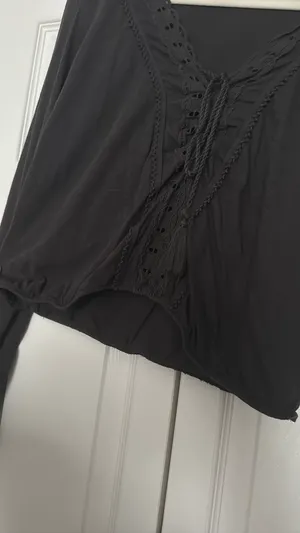 American Eagle Blouse Long Sleeve Dark Grey  thumbnail 3