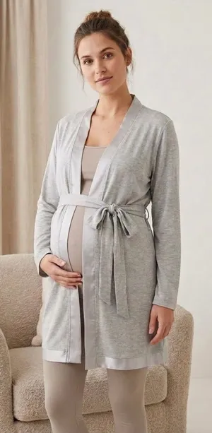Motherhood Maternity heather grey nursing robe short top size large thumbnail 1