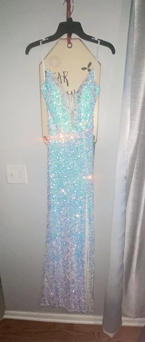 White Iridescent Prom Dress thumbnail 2