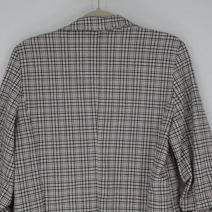 Rachel Zoe Blazer Women's Medium Grey White Open Ruched Sleeve Plaid Classic thumbnail 10