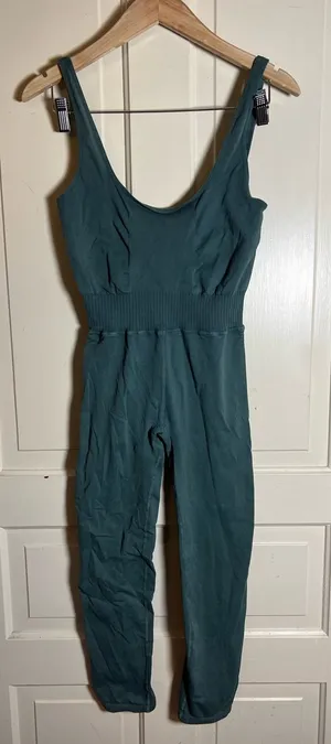 Free People Movement Good Karma Jumpsuit Teal Green Medium Seamless Bodysuit thumbnail 1