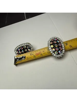 Rhinestone Stud Pierced Earrings Lot Of 2 Large Studs thumbnail 3