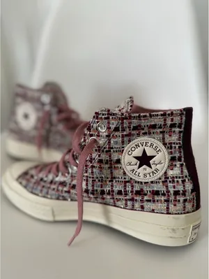 Converse Chuck Taylor All Star high top tweed sneakers pink thumbnail 8