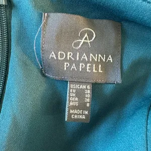 Adriana Papell 6 strapless ruched cocktail dress party shutter pleated mini teal thumbnail 4