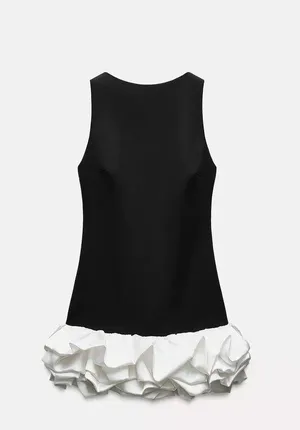 Zara dress jumpsuit scort ruffled black bodycon fitted evening thumbnail 10