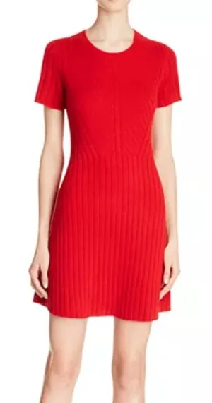 Theory 100% cashmere and wool red pullover sweater mini dress thumbnail 1