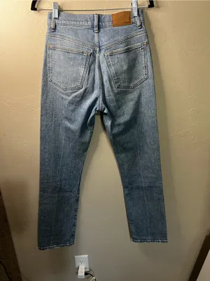Madewell 90s Straight High Rise Jeans Rondell Wash Crease Edition Denim thumbnail 7