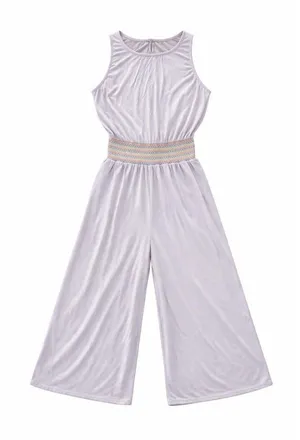 Kori America Lavender Purple‎ Smocked Waist Wide Leg Sleeveless Jumpsuit Small thumbnail 1