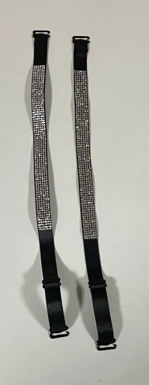 Black Diamond Bra Straps Hosiery Lingerie Fashion Accessory Matching Pair Set of 2 💎 thumbnail 1