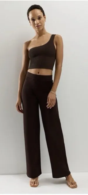Quince Ultra-Stretch Ponte Wide Leg Pants Espresso Brown Size S thumbnail 1
