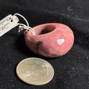 Hand-Carved Natural Rhodonite Band Ring size 8 thumbnail 4