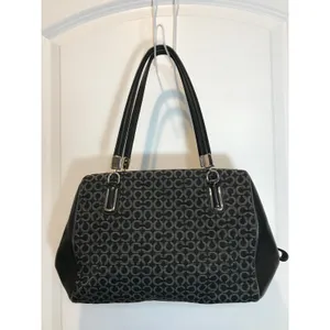 Coach Madison Madeline East/West Satchel Black/Gray Sig Jacquard EUC thumbnail 3