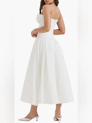 NEW HOUSE OF CB Lady Strapless Corset White Midi Dress Sz S FULLER CUP thumbnail 2